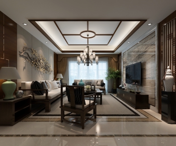 New Chinese Style A Living Room-ID:480650958