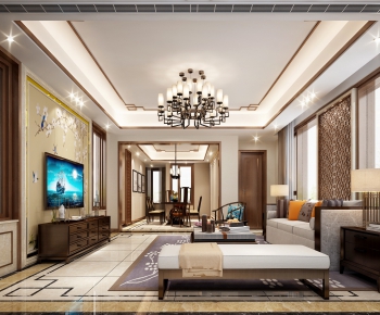 New Chinese Style A Living Room-ID:327028537