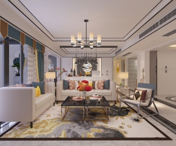 New Chinese Style A Living Room-ID:912036254