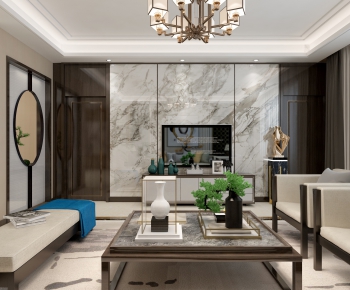 New Chinese Style A Living Room-ID:214224769