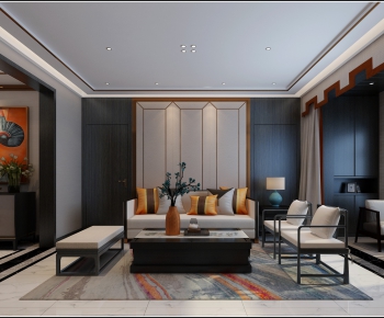 New Chinese Style A Living Room-ID:250086558
