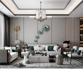 New Chinese Style A Living Room-ID:396036441