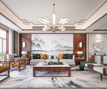 New Chinese Style A Living Room-ID:403712619