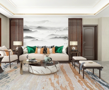 New Chinese Style A Living Room-ID:907098197