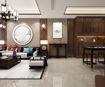 New Chinese Style A Living Room-ID:617633891