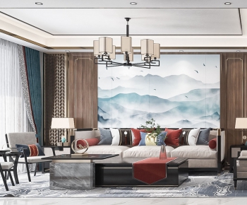 New Chinese Style A Living Room-ID:787239394