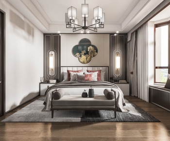 New Chinese Style Bedroom-ID:438546959