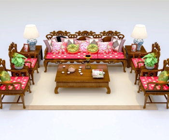 中式沙发茶几组合-ID:101612599