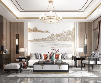 New Chinese Style A Living Room-ID:427888332