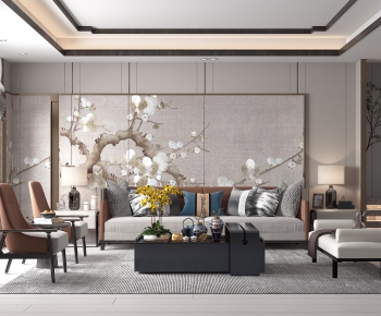 New Chinese Style A Living Room-ID:413958427