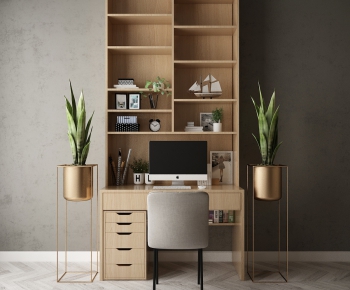 Modern Computer Desk And Chair-ID:558117795