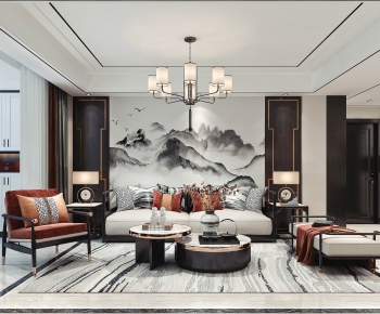 New Chinese Style A Living Room-ID:864925747