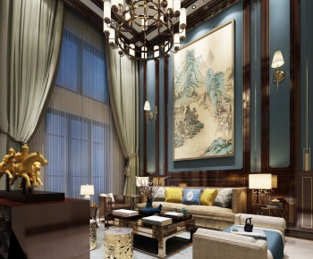 New Chinese Style A Living Room-ID:340482267
