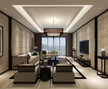 New Chinese Style A Living Room-ID:842611393