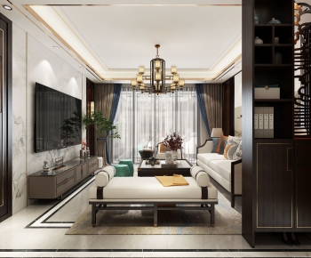 New Chinese Style A Living Room-ID:405223417
