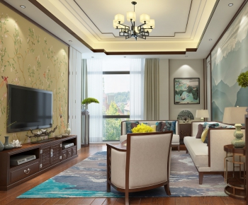 New Chinese Style A Living Room-ID:256335764