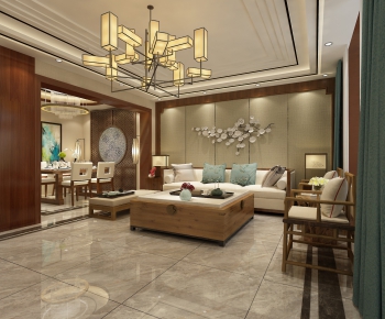 New Chinese Style A Living Room-ID:296291586