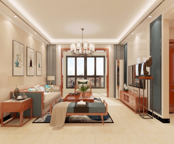 New Chinese Style A Living Room-ID:161881156