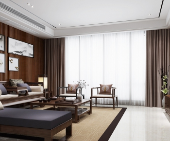 New Chinese Style A Living Room-ID:740270787