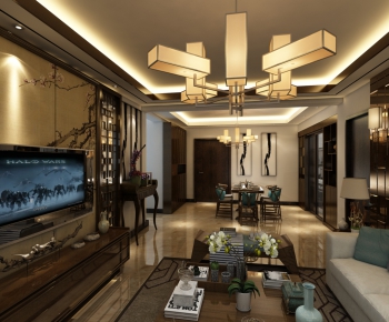 New Chinese Style A Living Room-ID:181274515