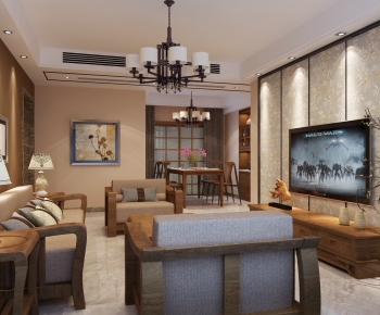 New Chinese Style A Living Room-ID:164735918