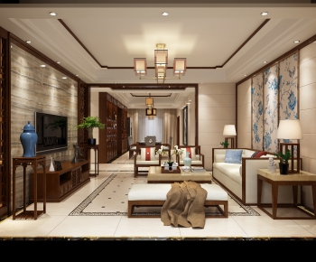 New Chinese Style A Living Room-ID:825340644