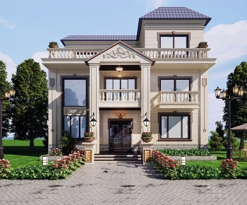 欧式别墅外观建筑-id:980465