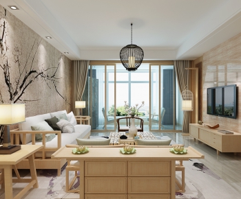 New Chinese Style A Living Room-ID:755256897