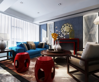 New Chinese Style A Living Room-ID:425705119