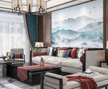 New Chinese Style A Living Room-ID:839002948