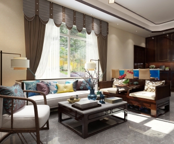 New Chinese Style A Living Room-ID:893876225