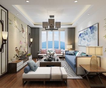 New Chinese Style A Living Room-ID:340346672