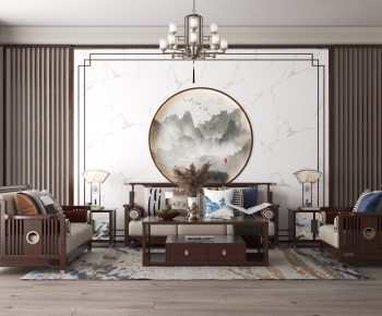 New Chinese Style A Living Room-ID:433989893