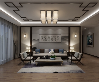 New Chinese Style A Living Room-ID:533039985