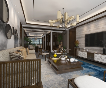 New Chinese Style A Living Room-ID:932825712