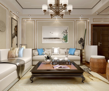 New Chinese Style A Living Room-ID:215257482