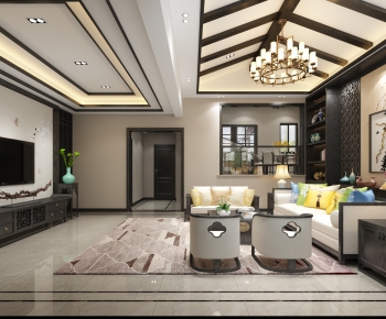 New Chinese Style A Living Room-ID:371458745