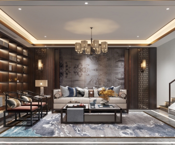 New Chinese Style A Living Room-ID:415639288