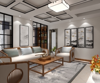 New Chinese Style A Living Room-ID:391718516