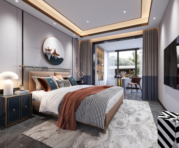 New Chinese Style Bedroom-ID:398607489