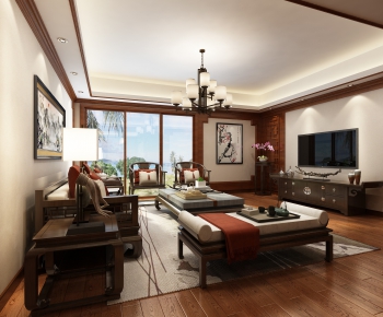 New Chinese Style A Living Room-ID:623261485