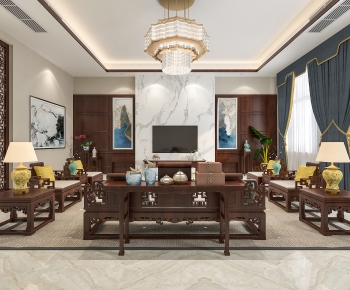 New Chinese Style A Living Room-ID:251285594