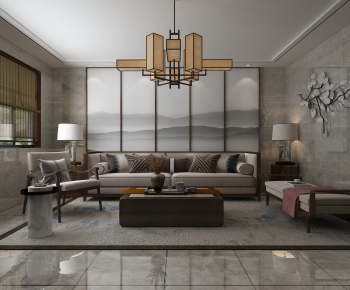 New Chinese Style A Living Room-ID:504977367