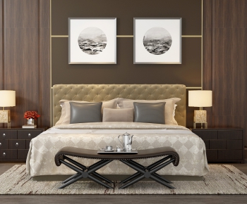 Modern Double Bed-ID:913621213
