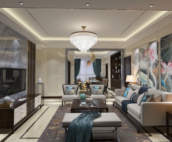 New Chinese Style A Living Room-ID:486934126