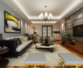 New Chinese Style A Living Room-ID:282623522