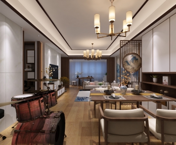 New Chinese Style A Living Room-ID:966285626