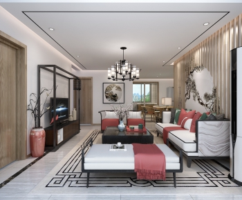 New Chinese Style A Living Room-ID:415657523