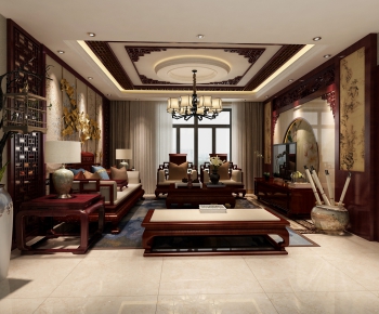 New Chinese Style A Living Room-ID:854801268