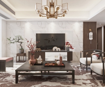 New Chinese Style A Living Room-ID:631106281